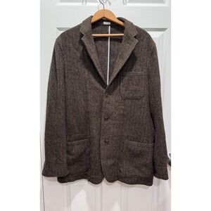J Crew Ludlow Blazer Large Brown Wool Herringbone Sport Coat Yorkshire Tweed